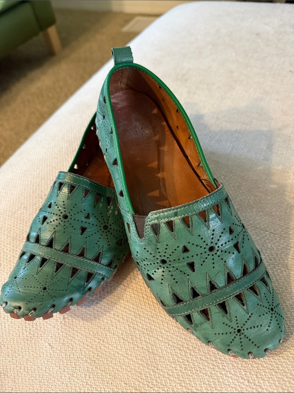 Spring Step Fusaro Green Leather Slip On Loafers 36 / 5.5-6